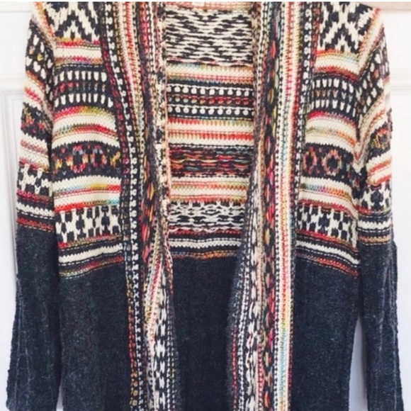 Western Fringe Hem Open Front Cardigan Soft Warm Sweater Multi Sizes NWT - Picture 12 of 13
